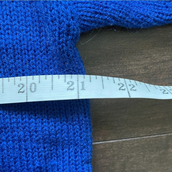 Vintage 80s Paris Sport Club Blue Acrylic Beaded Sweater  Women’s Medium - Picture 5 of 6